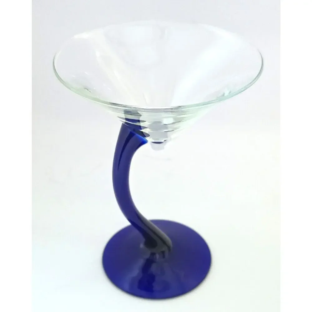 Libbey Bravura Cobalt Blue Twist Stem Martini Glasses Set of 2 10 oz Barware